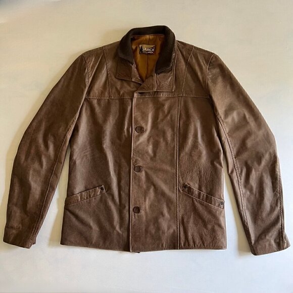 VTG Jardi Brown Distressed Italian Genuine Leather Jacket